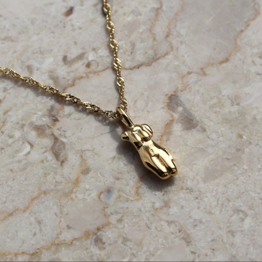 Female Figure Silhouette Gold Necklace
